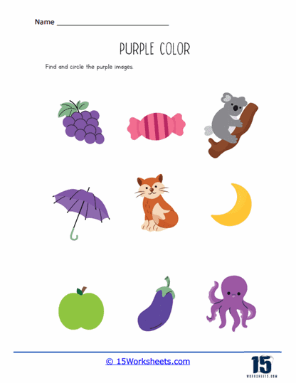 Circle The Purple Things Preschool Color Worksheets Worksheets Library