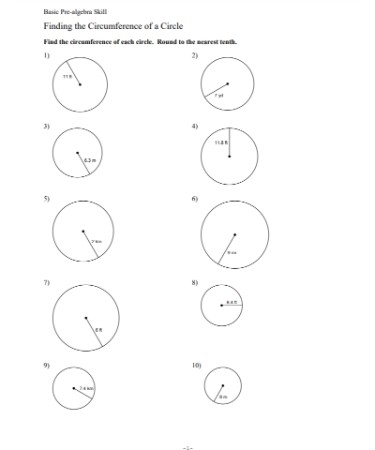 Circumference Of A Circle Worksheet PDF Free Download PRINTABLE