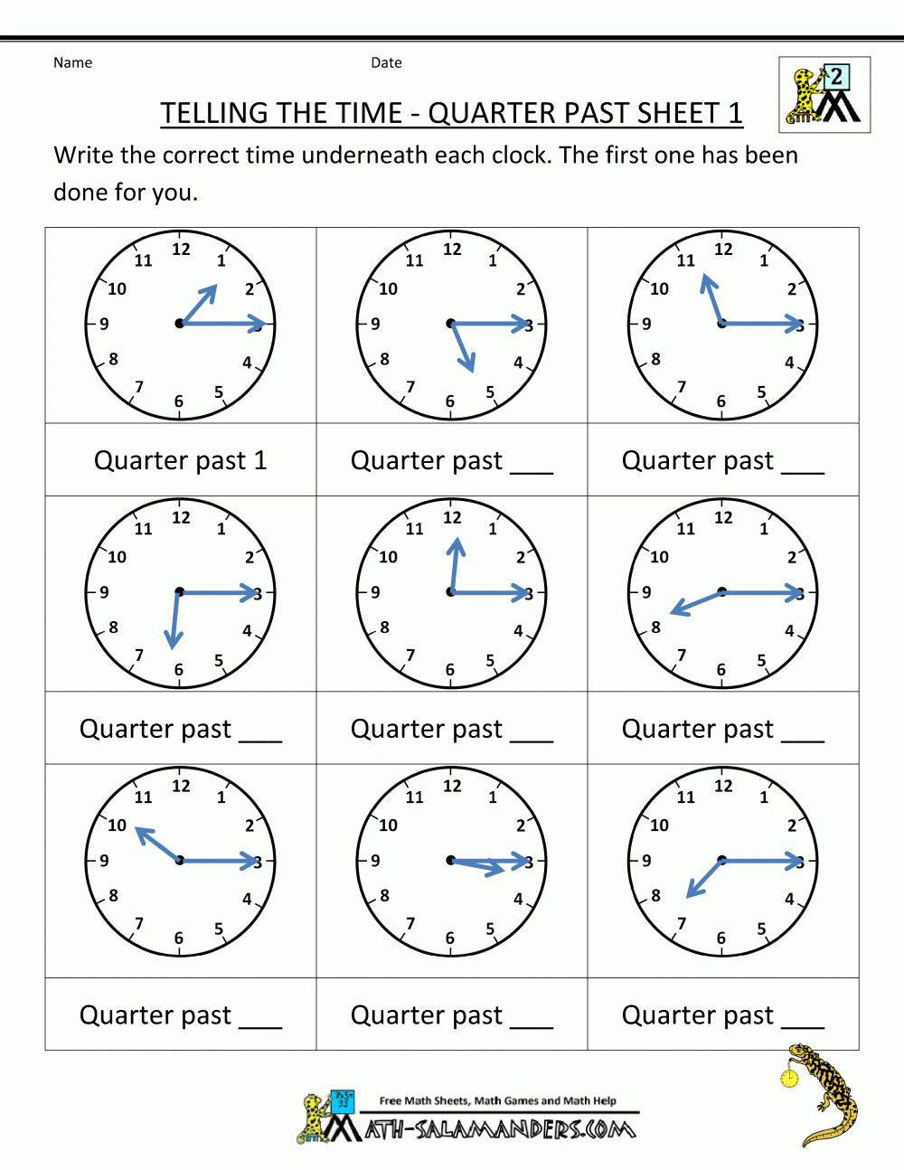 Clock Practice Worksheets 2nd Grade