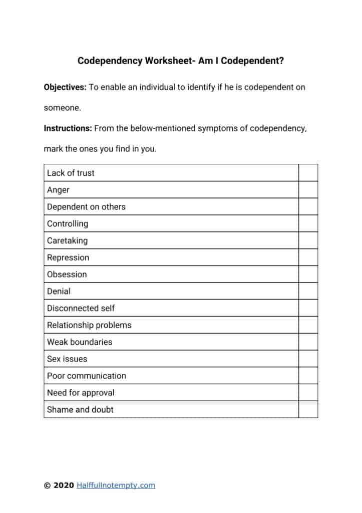 Codependency Worksheets Anger Management Worksheets