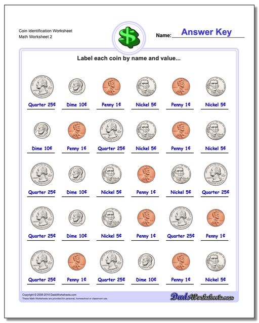 Coin Identification Worksheets Samples