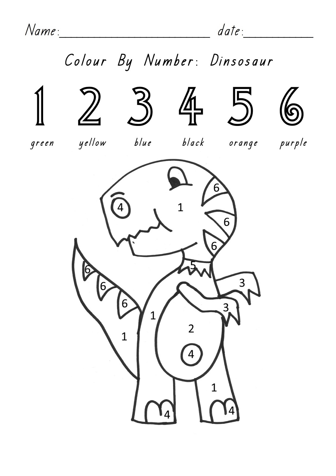 Color By Number Dinosaur Printable Printable Calendars AT A GLANCE