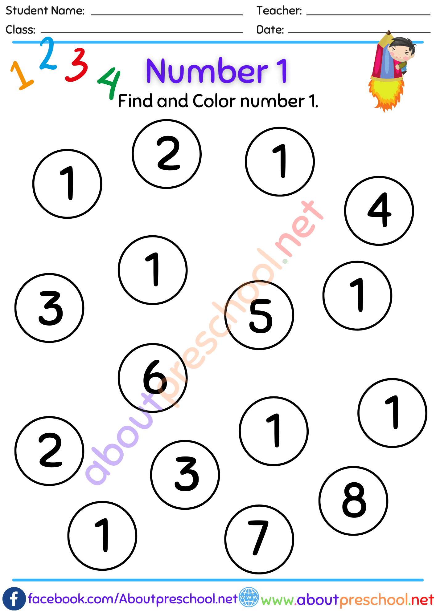 color number worksheet