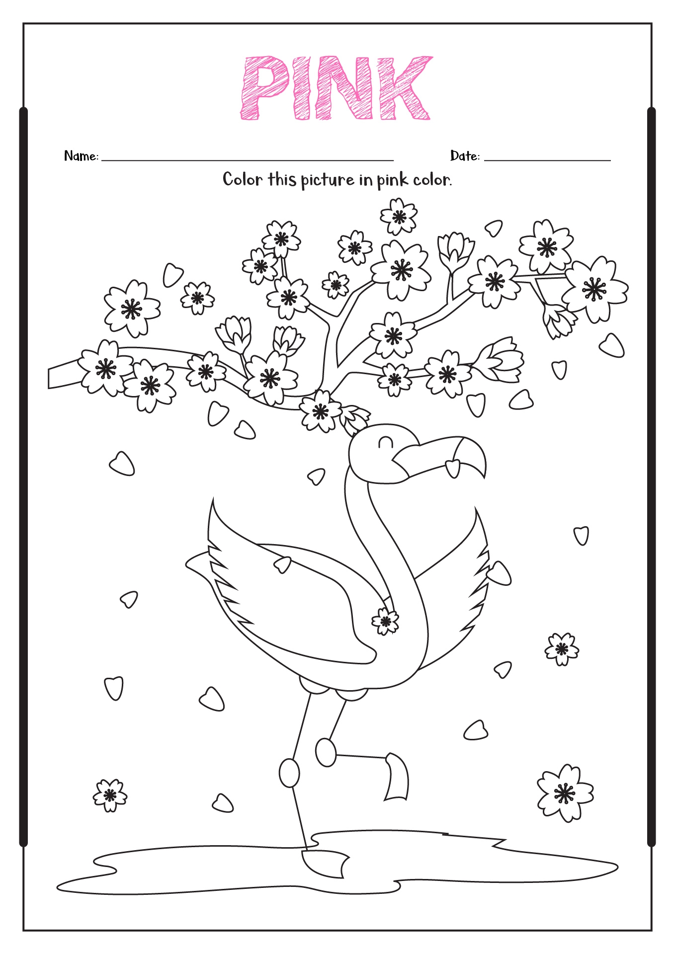Color Pink Worksheet Coloring Pages