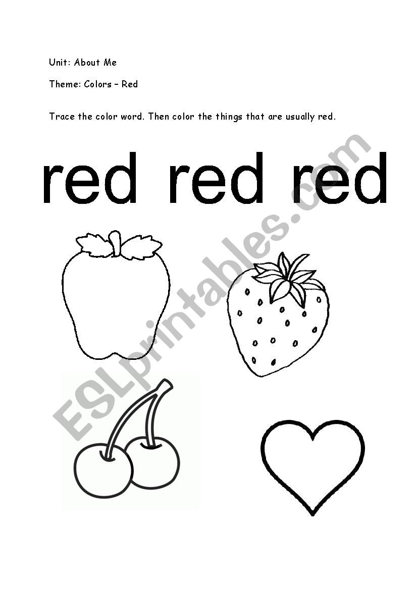 Color Red ESL Worksheet By Lolie Worksheets Library
