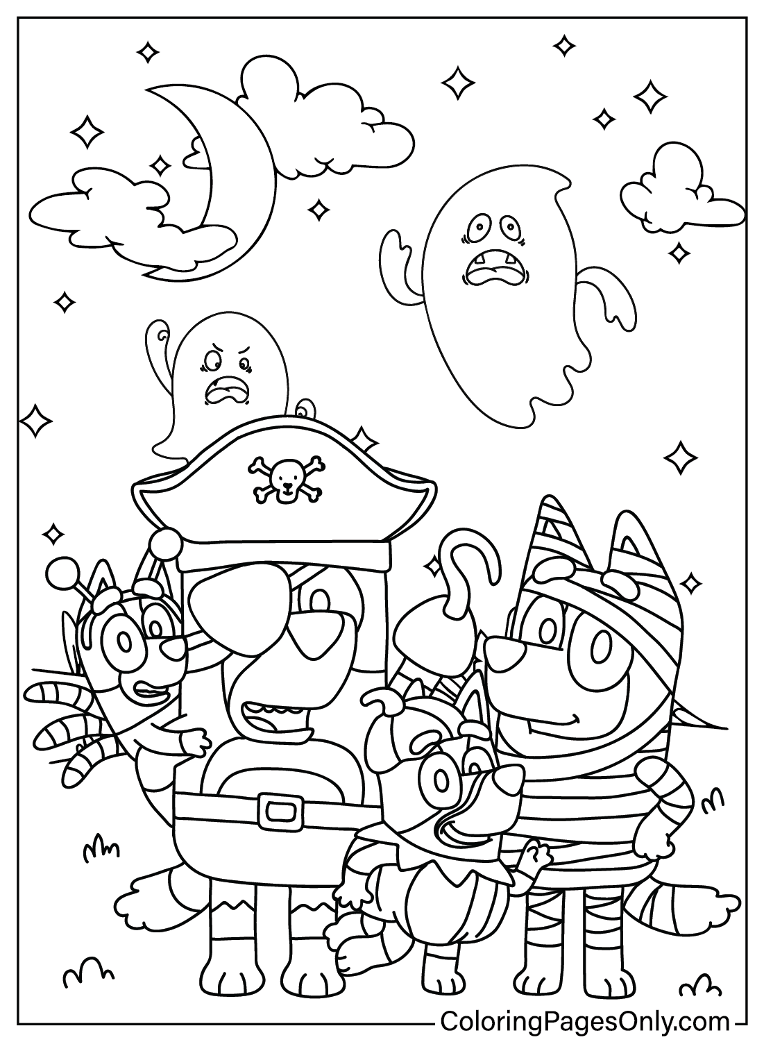 bluey halloween coloring pages free