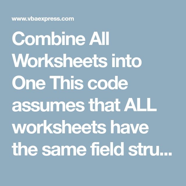 Combine Worksheets Into One