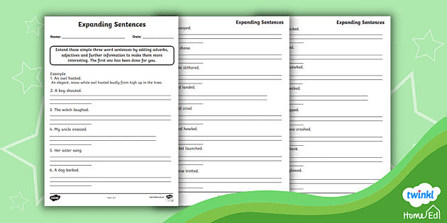expanding sentences worksheets