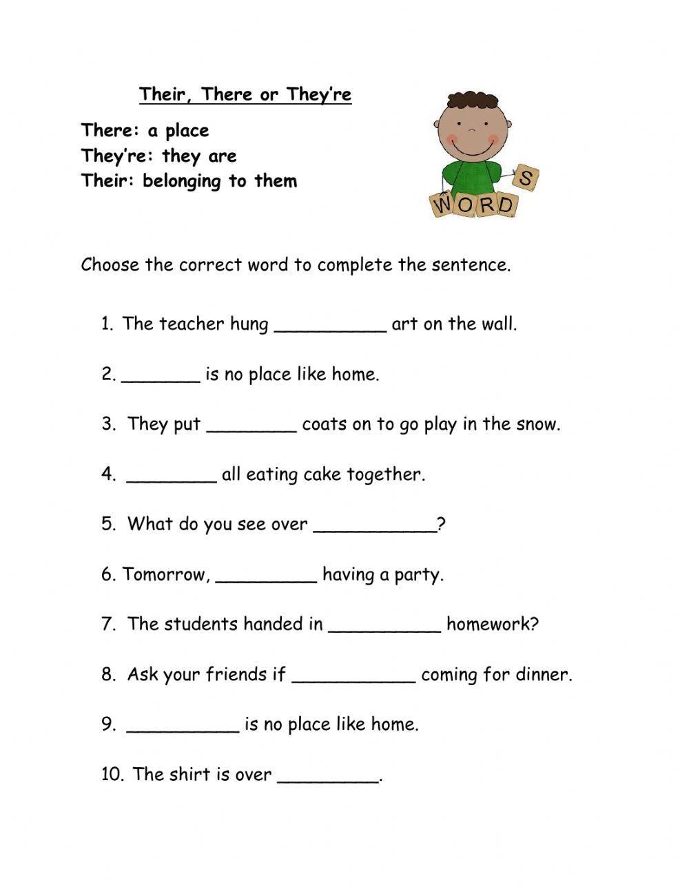 they they're their worksheet