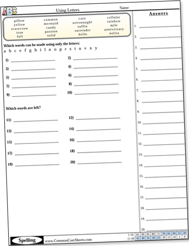 Common Core Spelling Worksheets Generator Common Core Worksheets