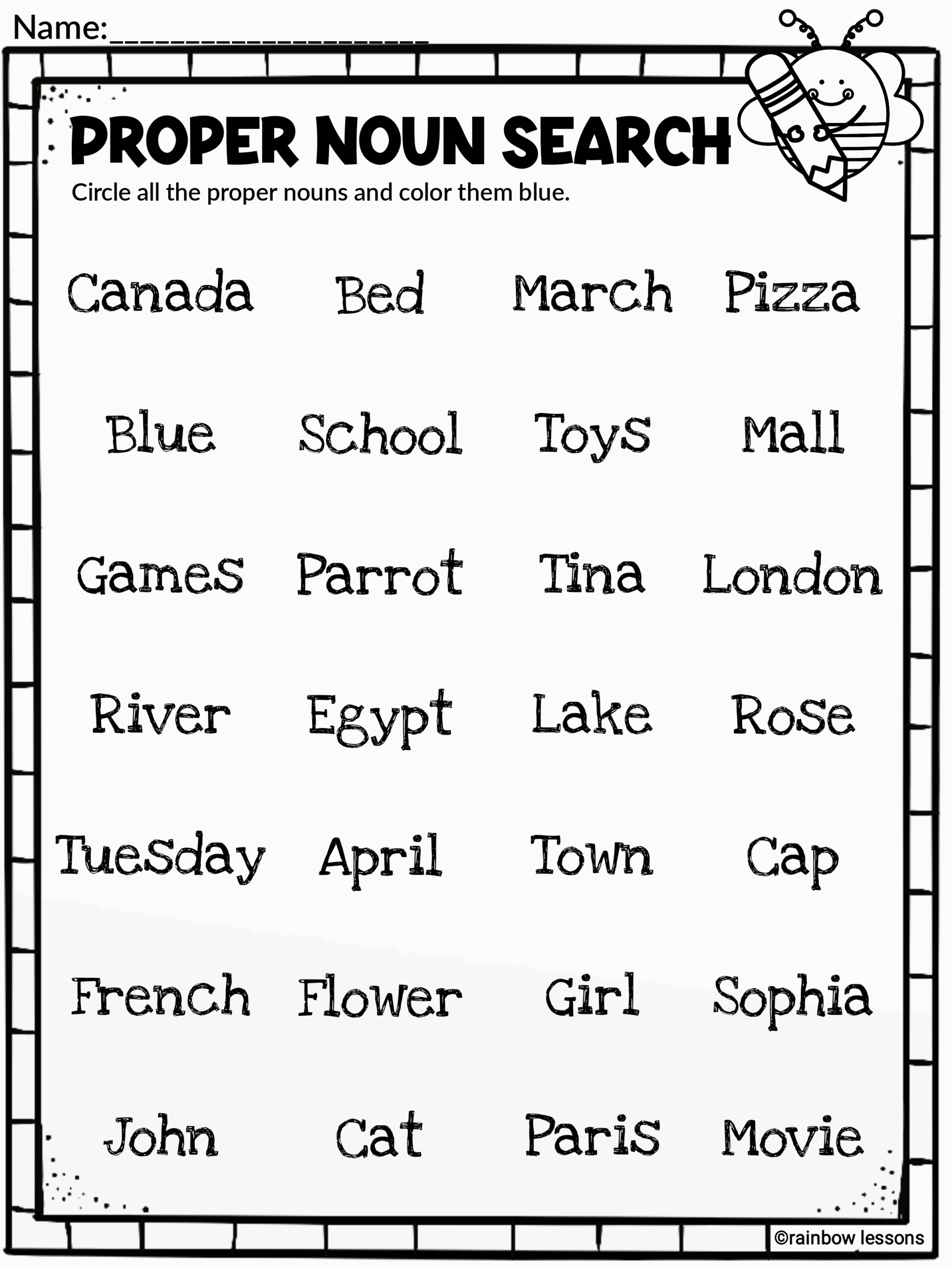 Common Noun Proper Noun And Collective Noun Worksheet 