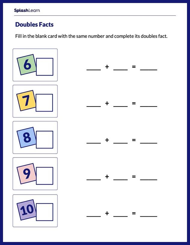 Complete Doubles Facts Math Worksheets SplashLearn Worksheets Library
