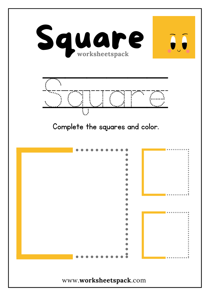 Complete The Square Shapes Worksheet Square Shape Activity For 