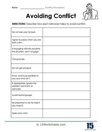 conflict resolution worksheets pdf