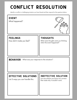 Conflict Resolution Worksheets Coping Skills Worksheets