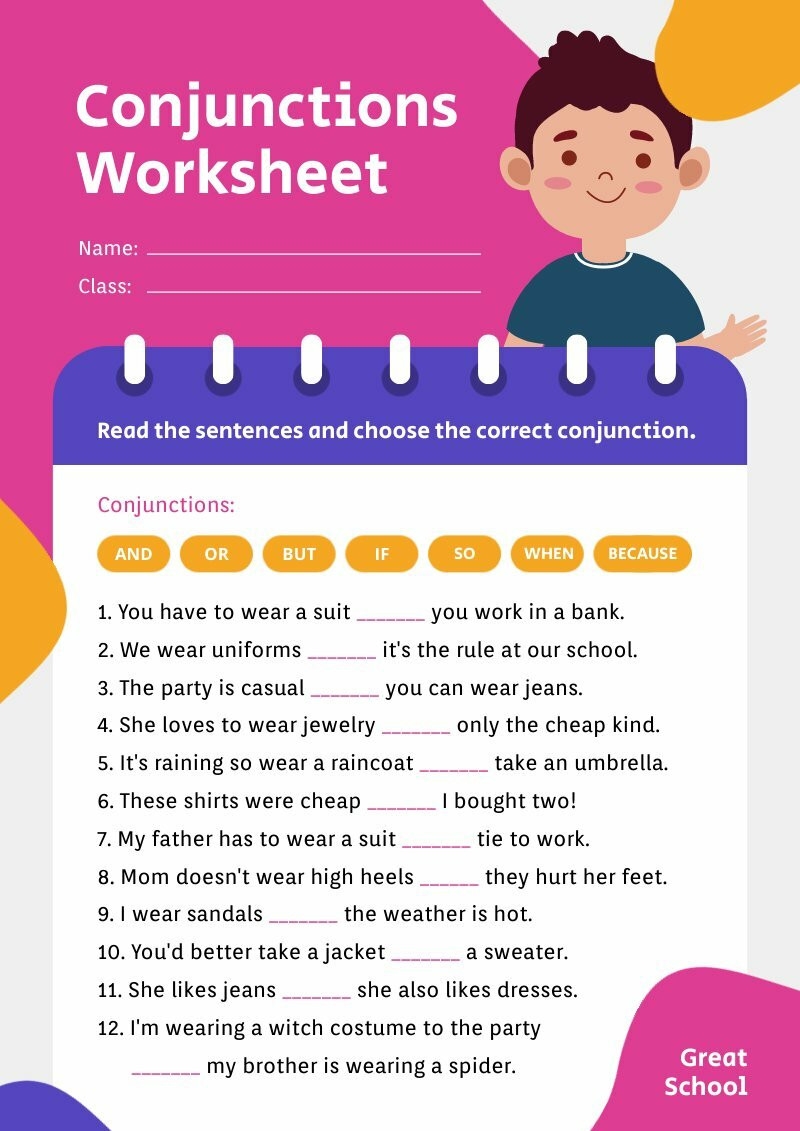 Conjunctions Worksheet Piktochart Worksheets Library