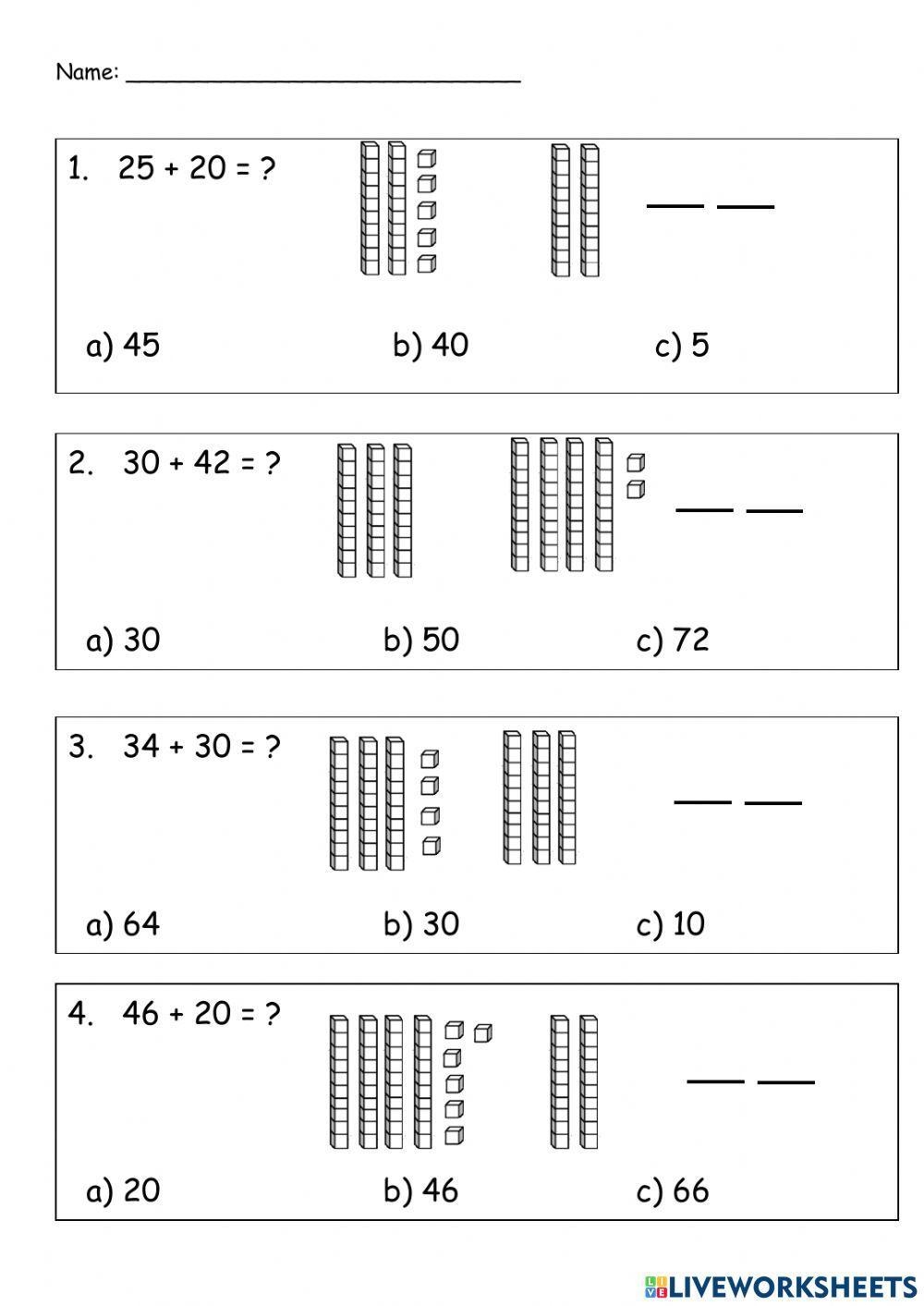 Connecting 2 Digit Traditional Addition With Base Ten Blocks 