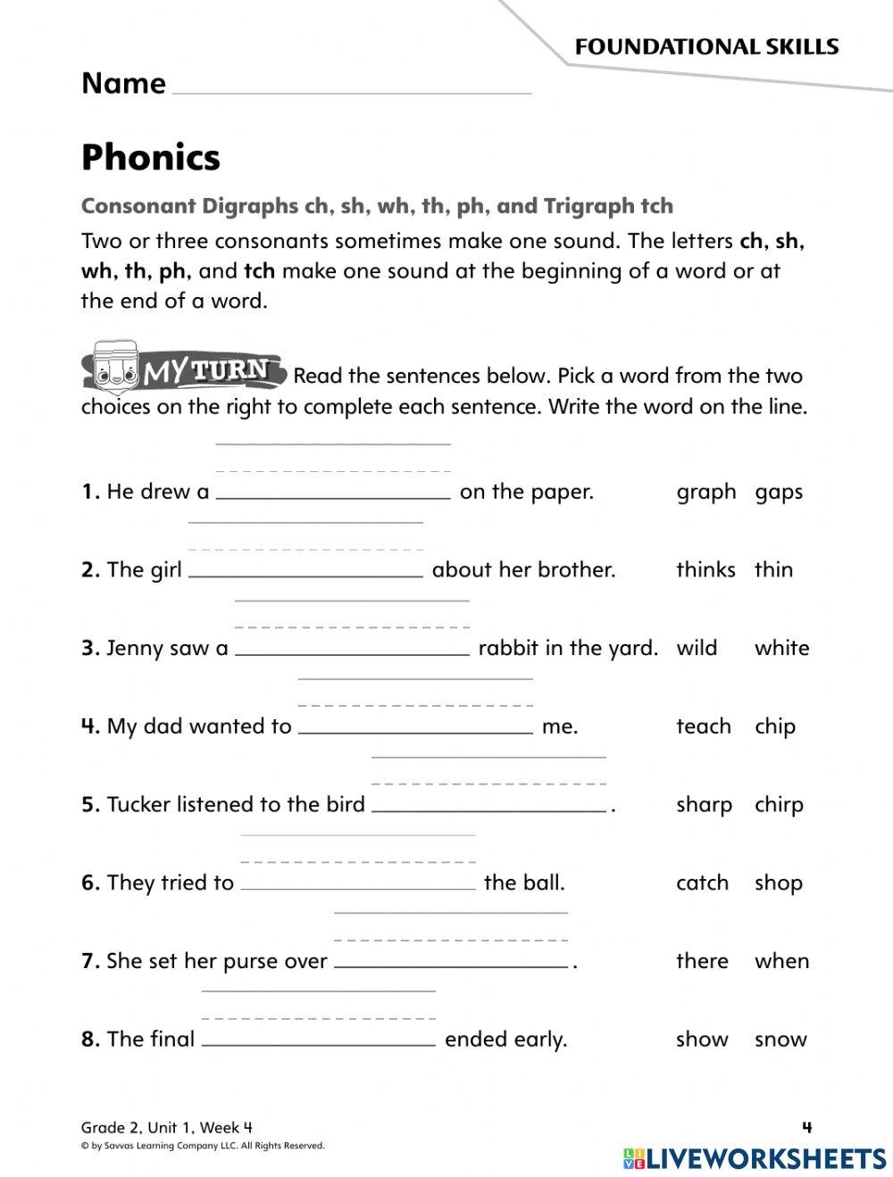 Consonant Digraphs Worksheets Paste The Digraph Worksheets Library
