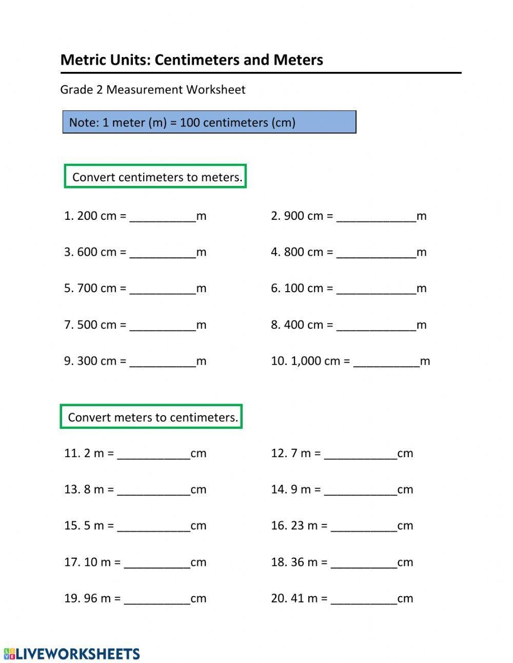 Converting Length Units Worksheet Live Worksheets Worksheets Library