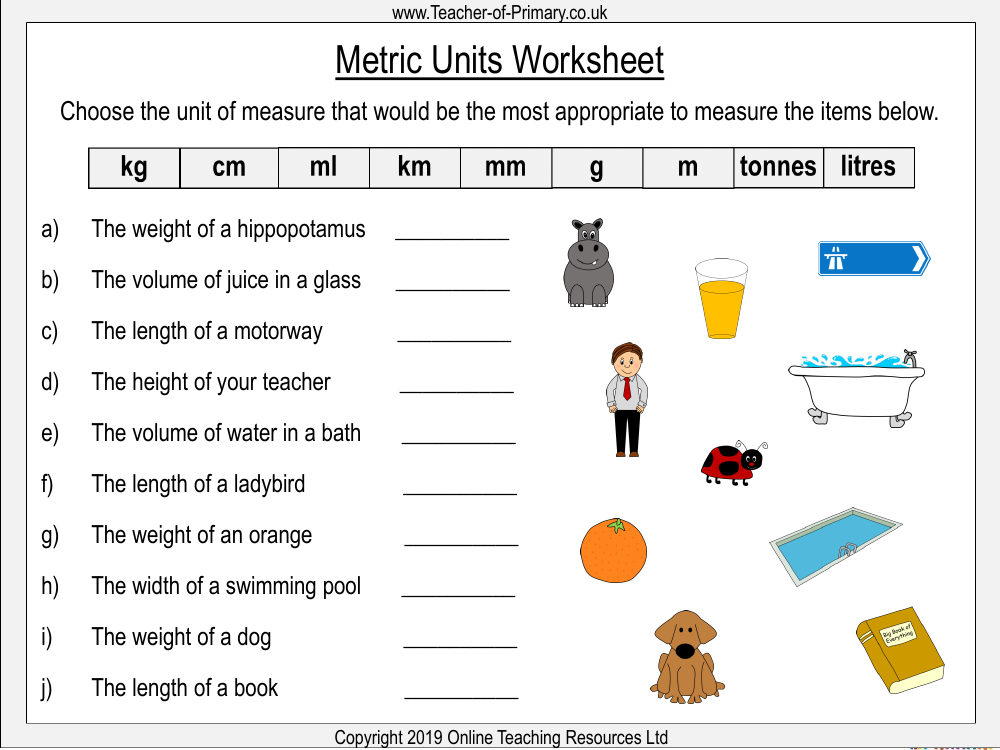 conversion units worksheet