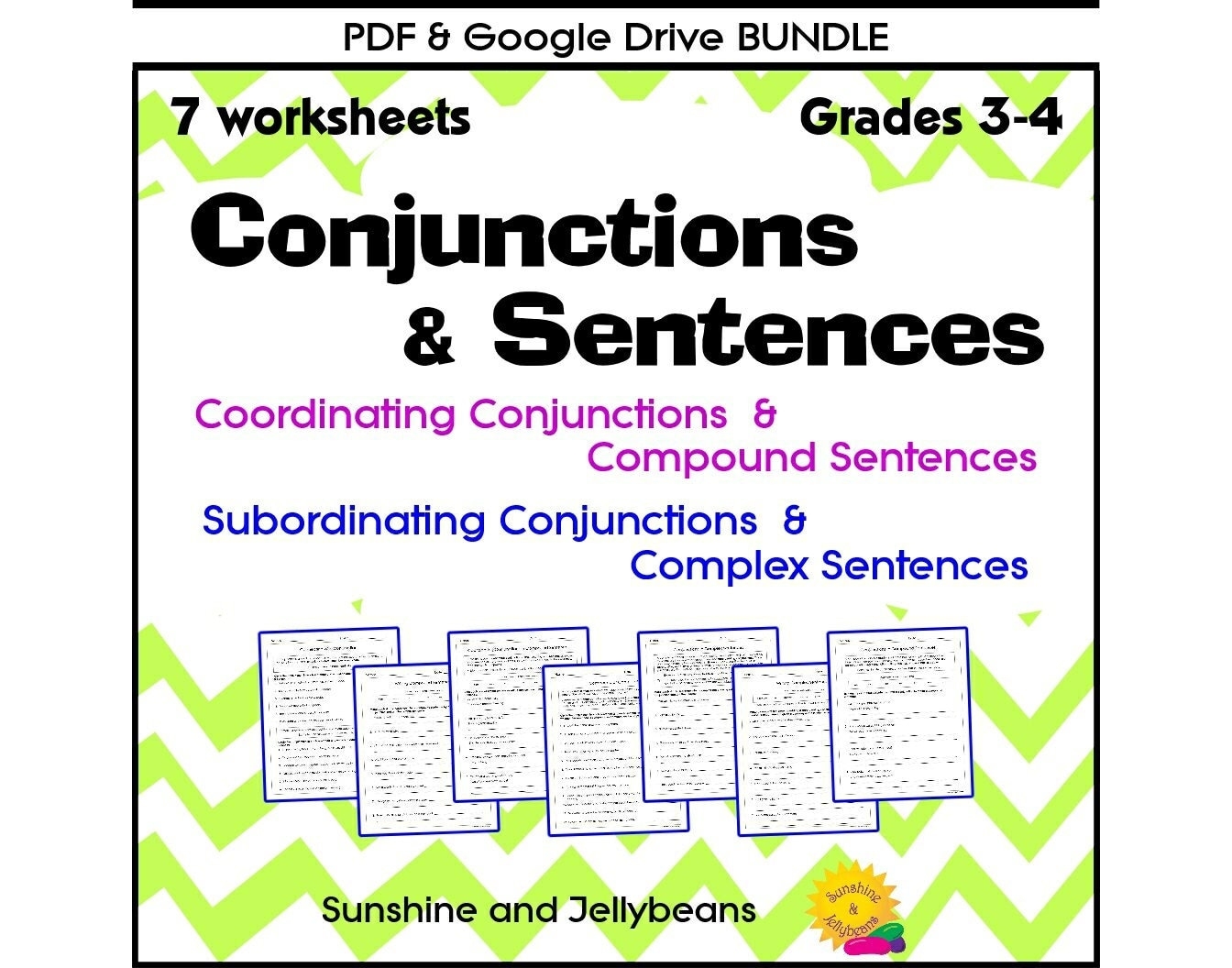Coordinating And Subordinating Conjunctions FANBOYS 7 Worksheets 