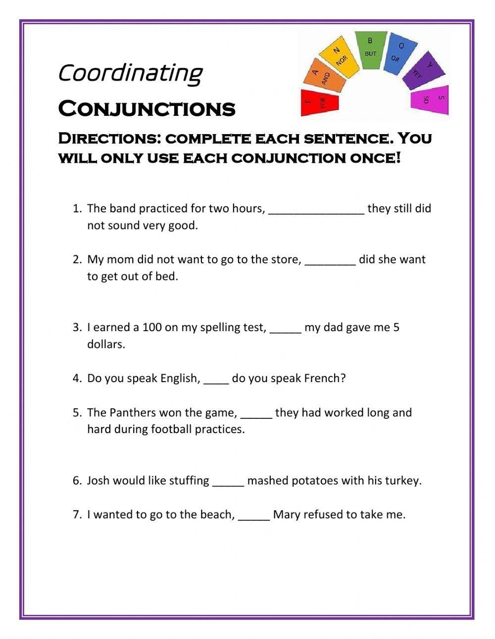 fanboys worksheet