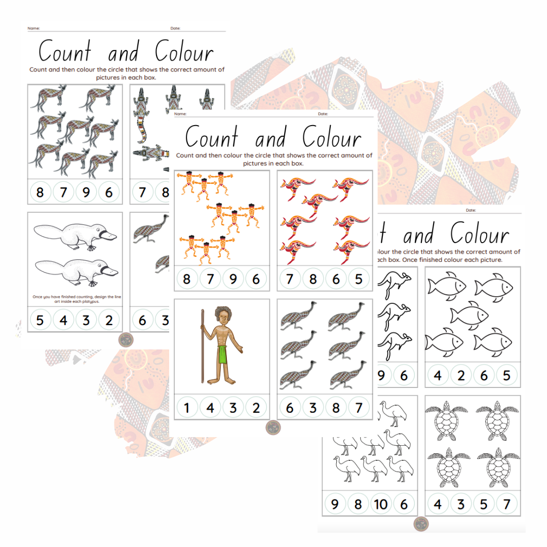 COUNT AND COLOUR WORKSHEETS TIPIAC