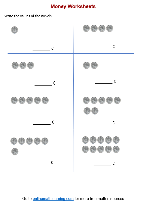 Counting Nickels worksheets Printable Online Answers Worksheets 