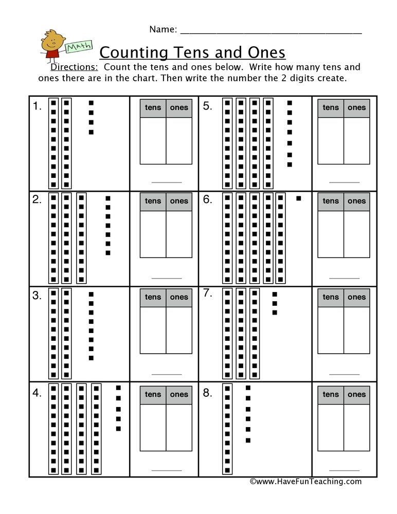 Counting Tens Ones Worksheet By Teach Simple