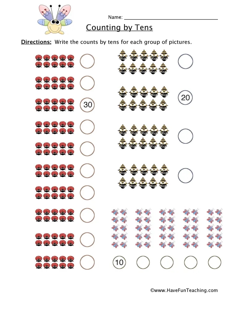 Counting Tens Worksheet By Teach Simple