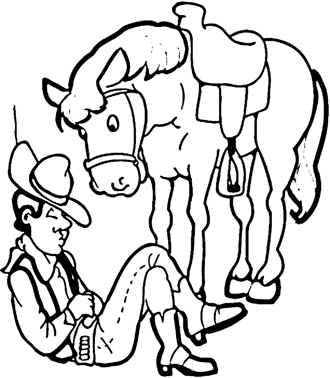 Cowboy And Horse Coloring Pages