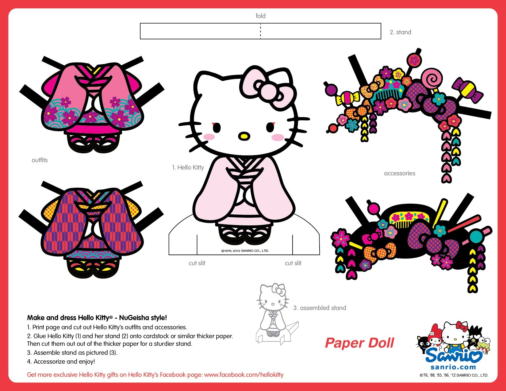 Crafts Printable Hello Kitty Paper Doll Printable Calendars AT A GLANCE