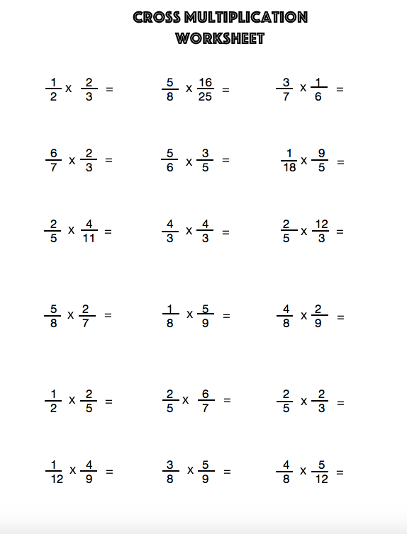 Cross Multiplication Worksheet Multiplication Worksheets