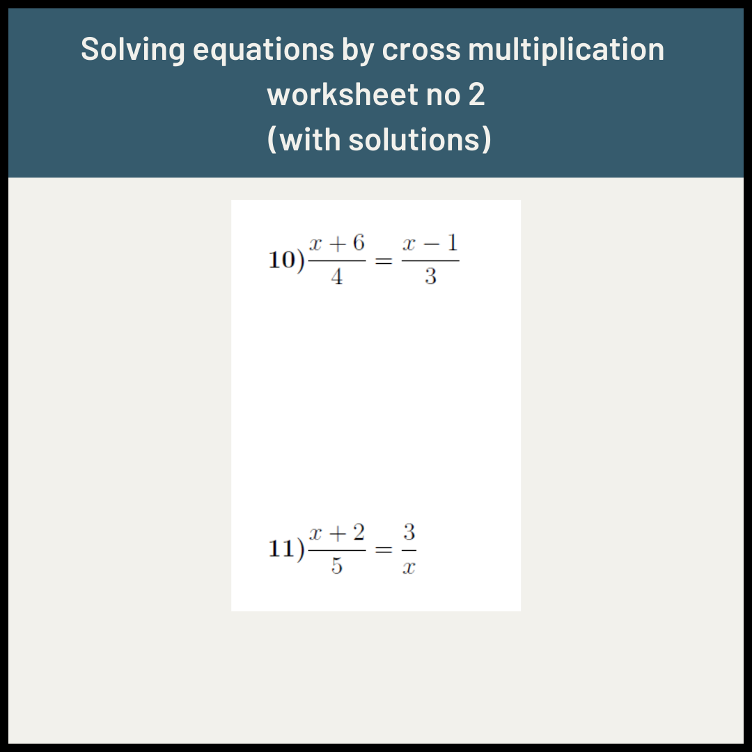 cross multiplication worksheet