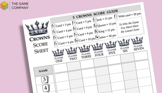 Crowns Score Sheet Printable Crowns Score Card A4 Size 46 OFF