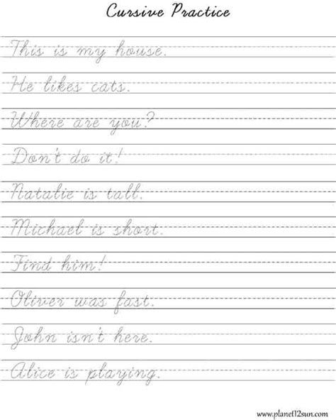 cursive handwriting practice worksheets