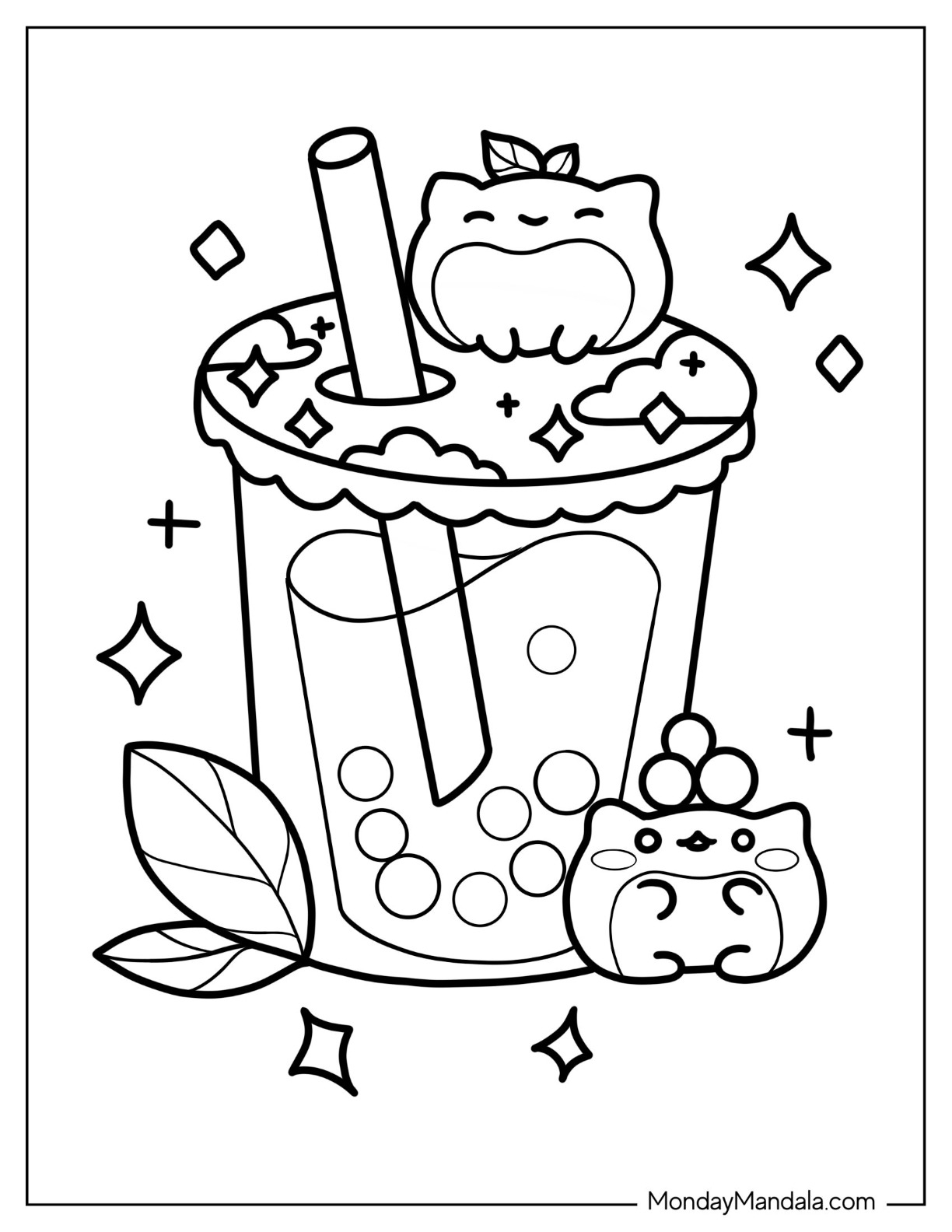 Cute Boba Coloring Pages