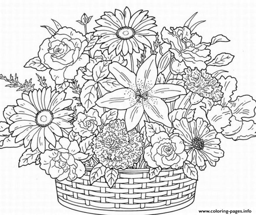 Cute Flower Adult Coloring Page Printable