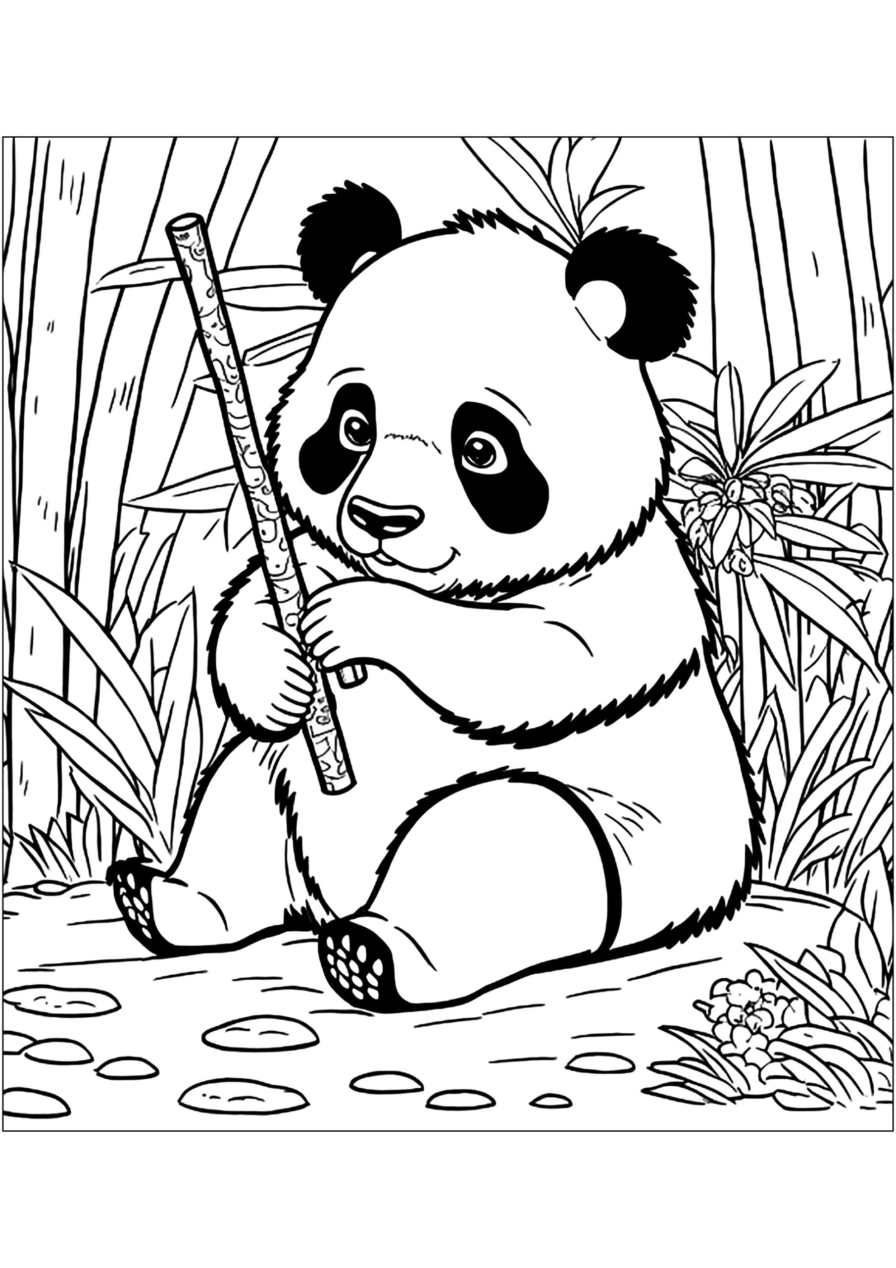 Cute Panda Panda Coloring Pages