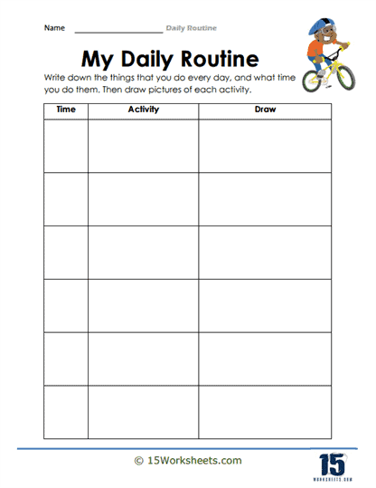 daily routine worksheet