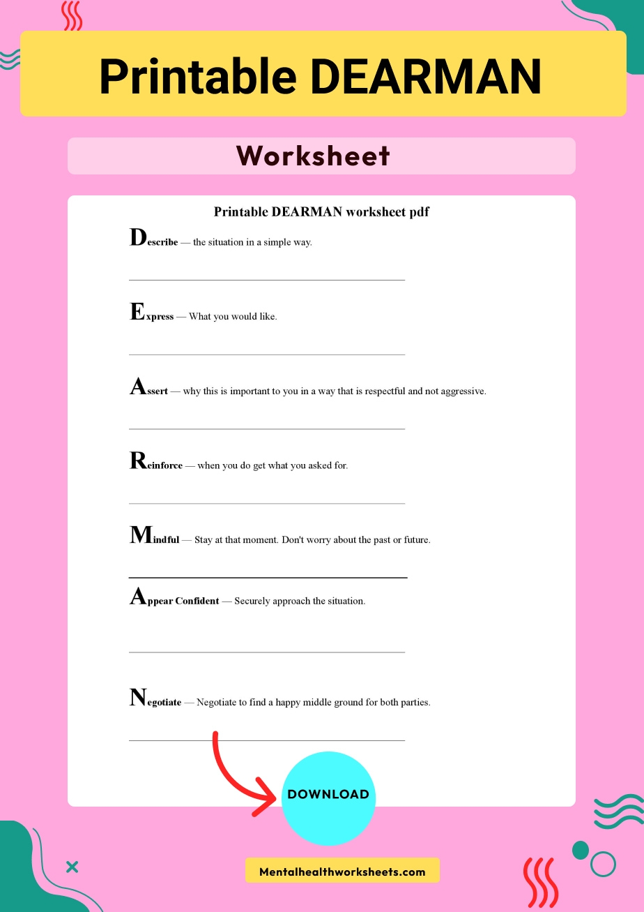 DBT Dearman Worksheet DBT Worksheets
