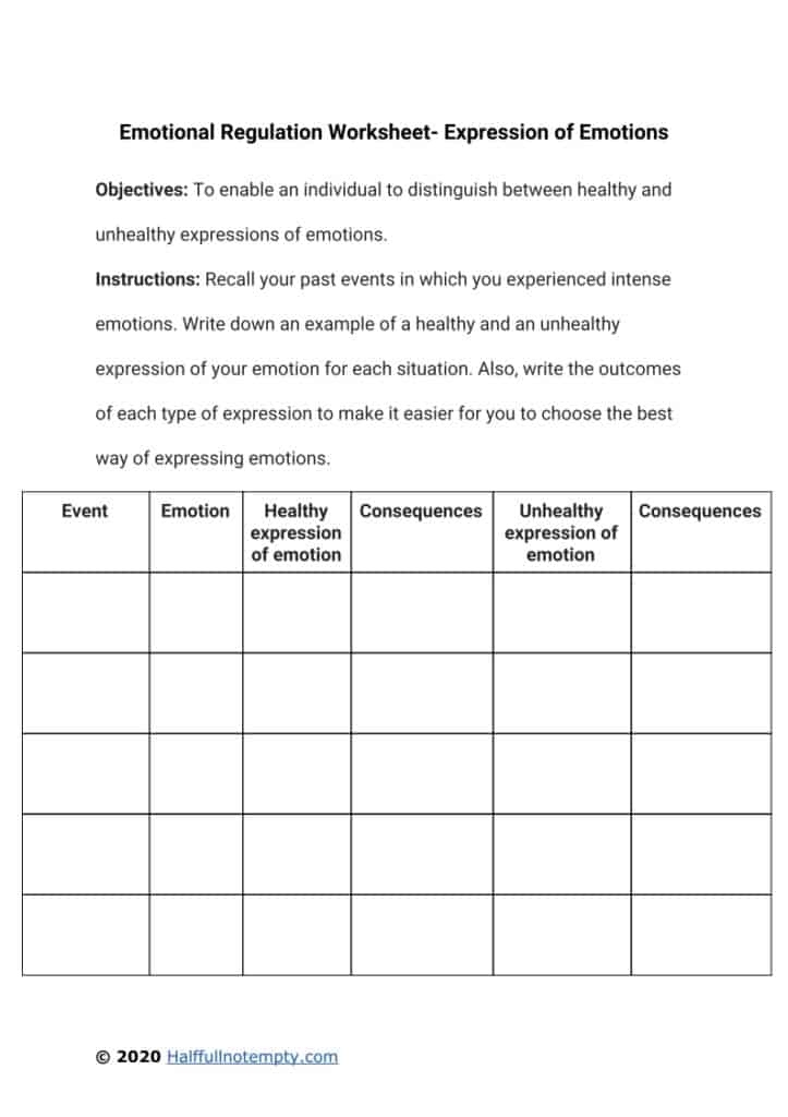 dbt emotional regulation worksheets