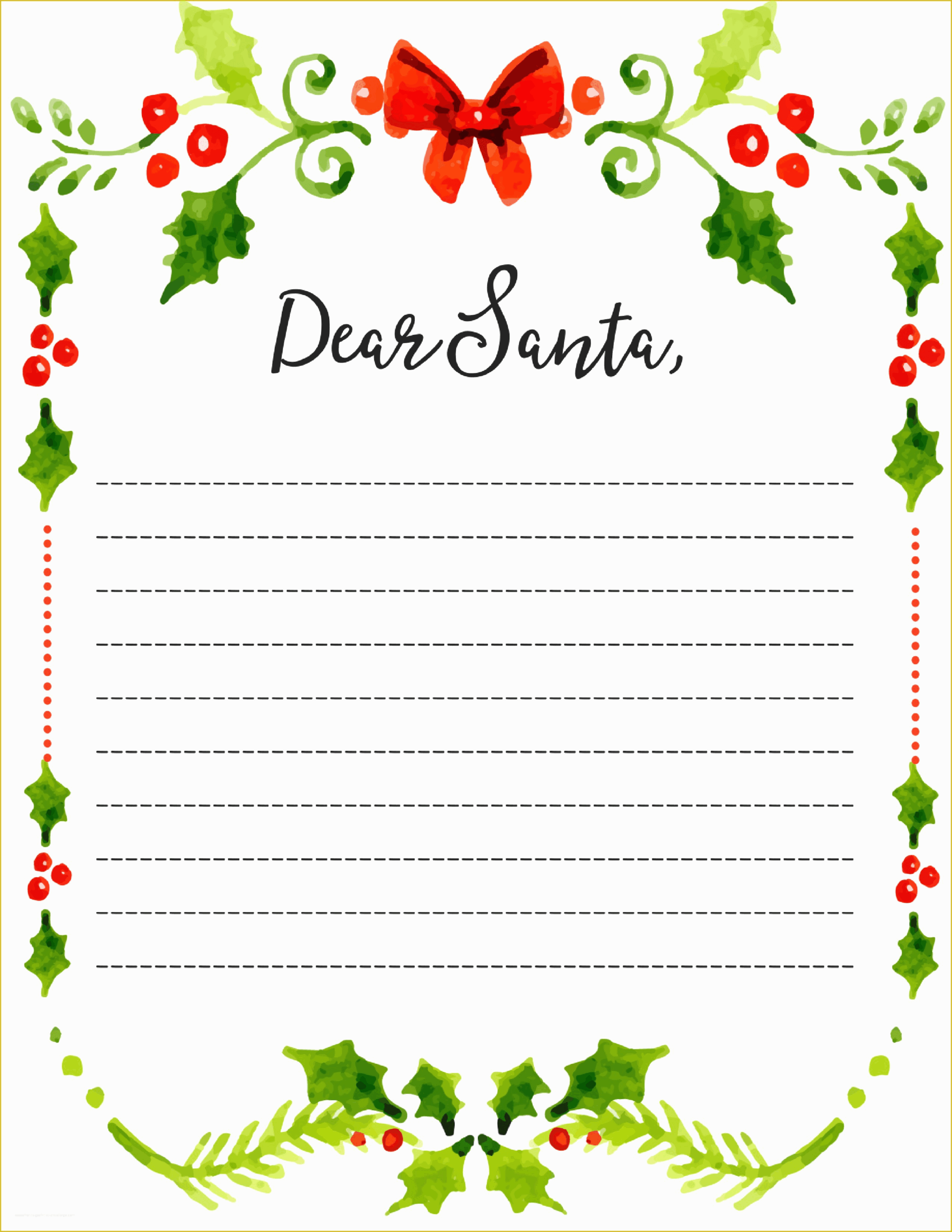 free printable dear santa letter template