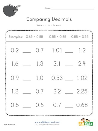 Decimals Worksheets Dynamically Created Decimal Worksheets 