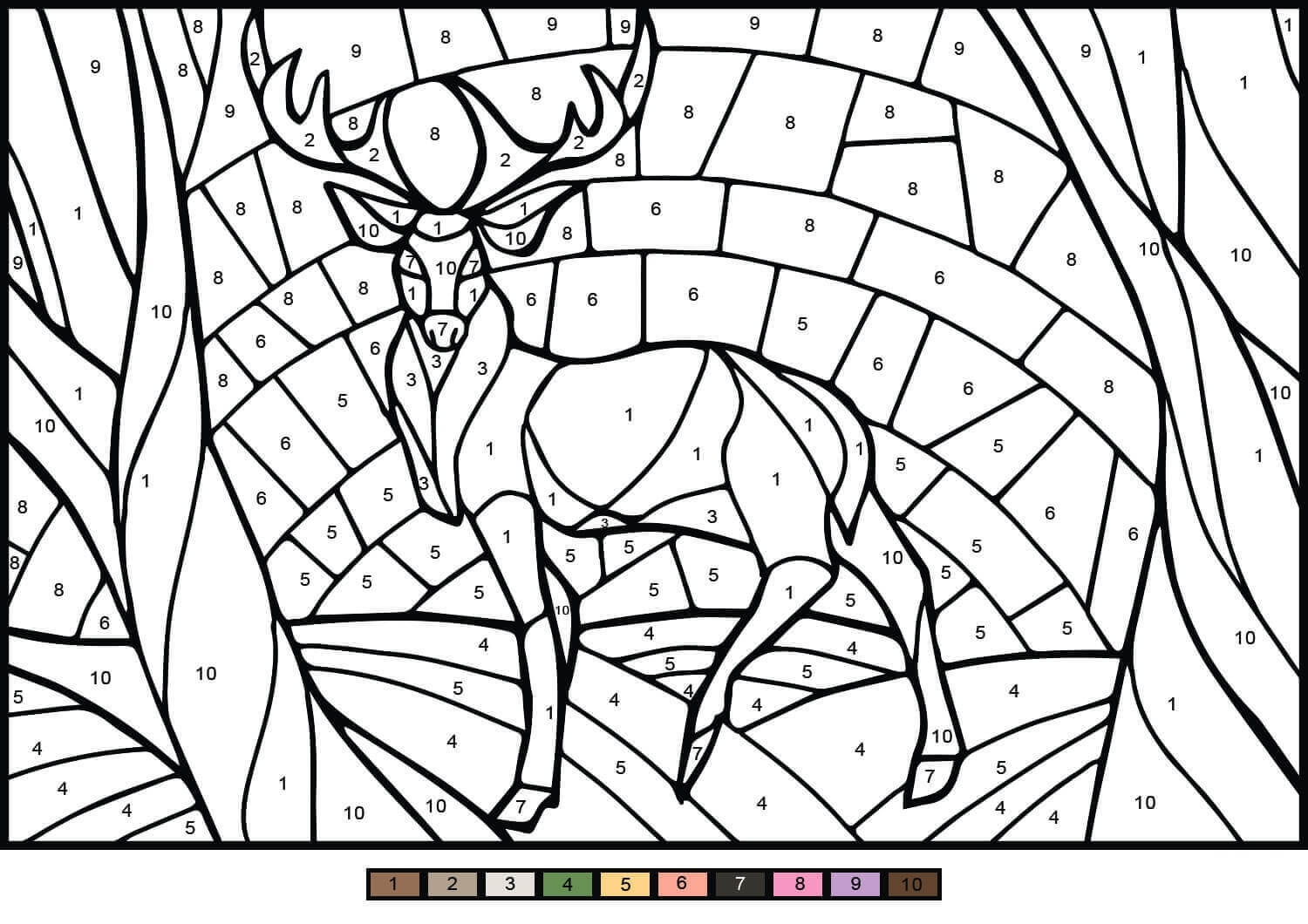 Deer Color By Number Coloring Page Free Printable Coloring Pages For Kids