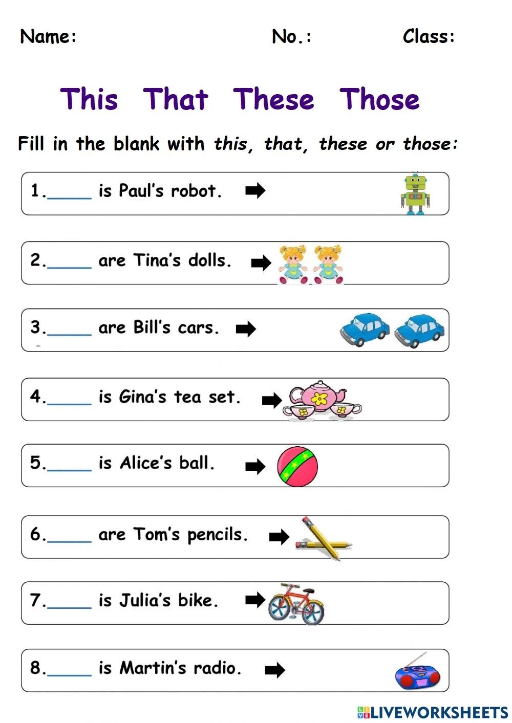 Demonstrative Pronouns Interactive Worksheet Edform Worksheets Library