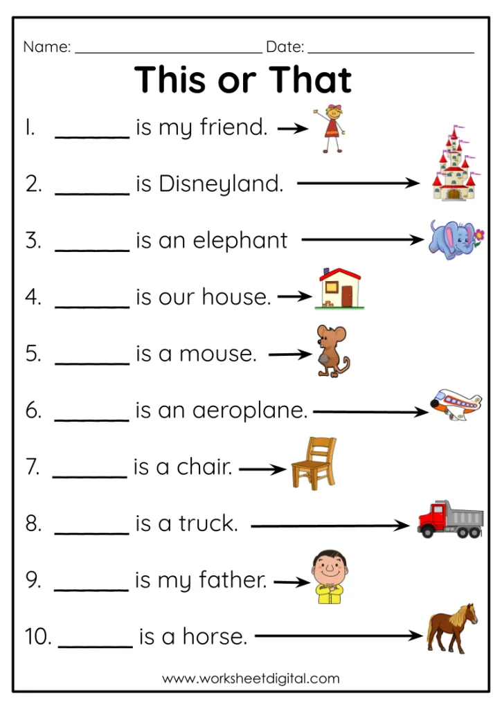 demonstrative pronouns worksheet
