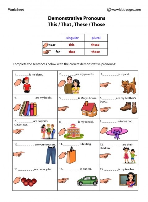 Demonstrative Pronouns Worksheet Free Worksheets Samples