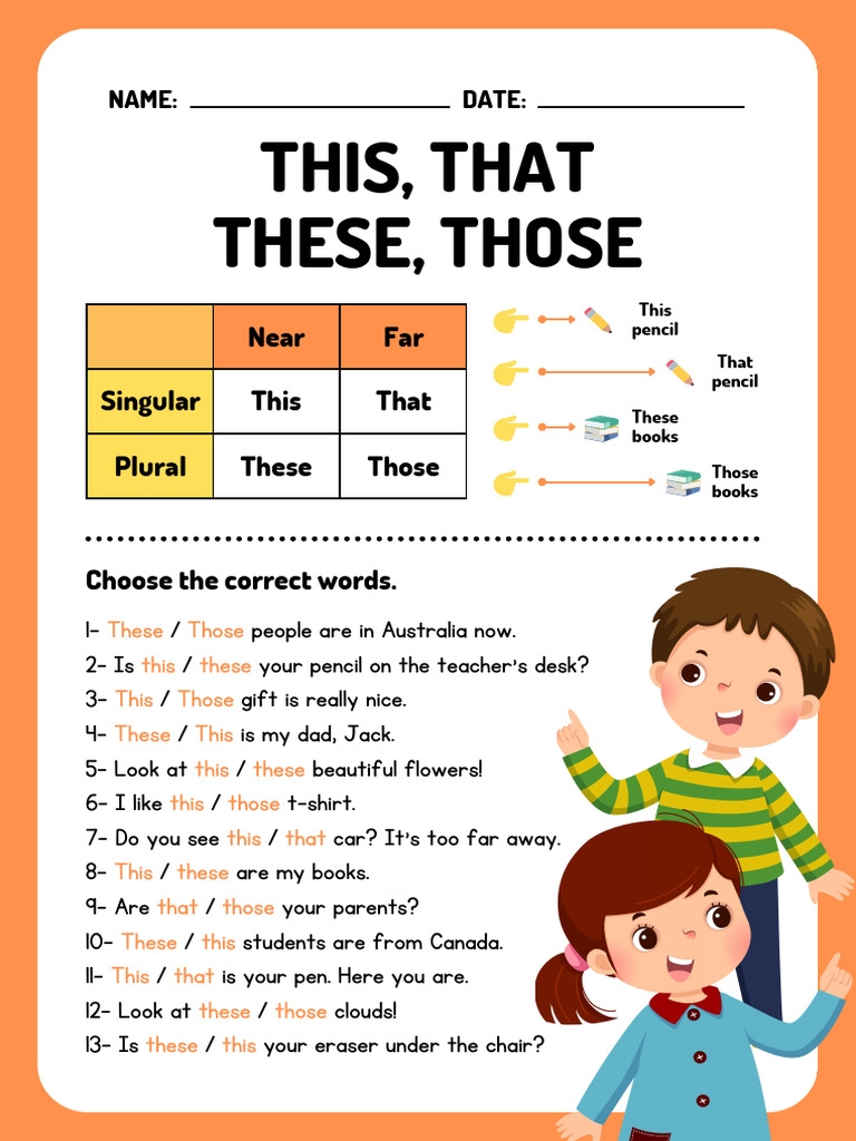 Demonstratives Worksheet Collection For Teaching Learning 