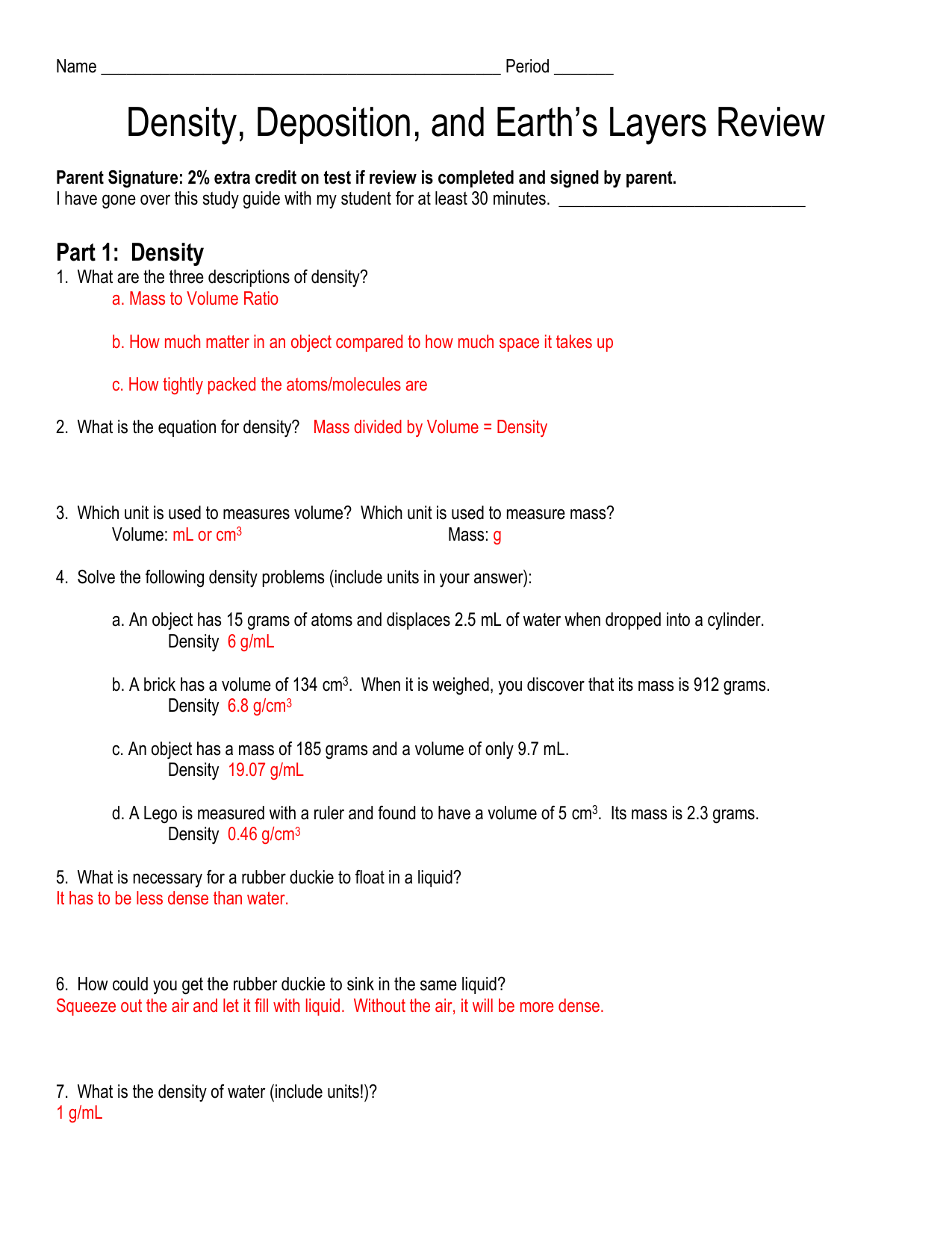 Density Worksheet Answer Key E streetlight